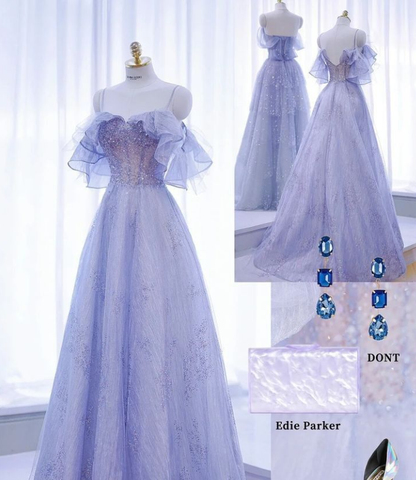 Vestido de baile de hadas con lentejuelas y tul brillante, corte línea A, modelo Y7793