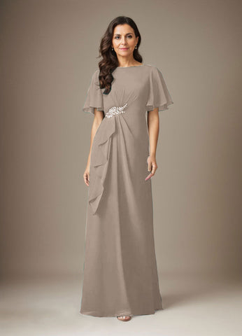 Dark Navy Sheath Beaded Chiffon Dress