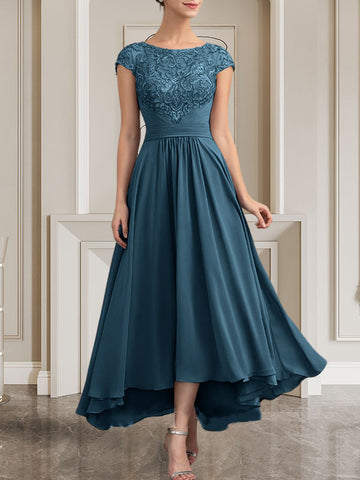 A-line Scoop Floor-Length Lace Chiffon Mother of the Bride Dress With Sequins