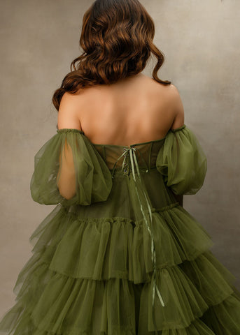 Off Shoulder Tulle Maternity Robe for Photo Shoot