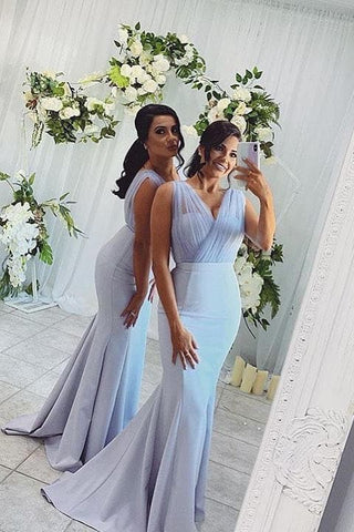 White Mermaid Bridesmaid Dress VMB60