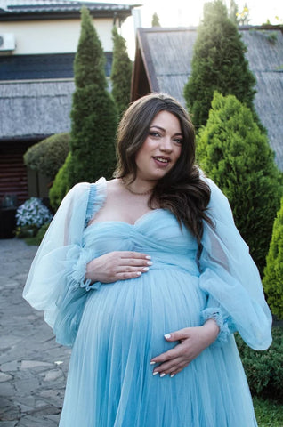 Blue Tulle maternity dress For Photo Shoot