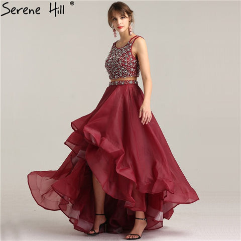 On Sale no return no refundSale Two-Piece Fashion Sexy A-Line 2025 Evening Dress Sleeveless Diamond Tulle Formal Evening Dress Real Photo LA6259