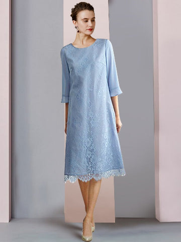 Sheath/Column Scoop Tea-Length Mother of the Bride Dresses