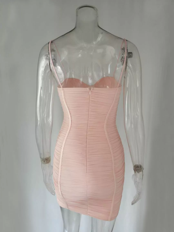 Robe d'été pour femme, sexy, bretelles fines, robe de soirée rose, robe décontractée, mini robe de bal de promo Y950