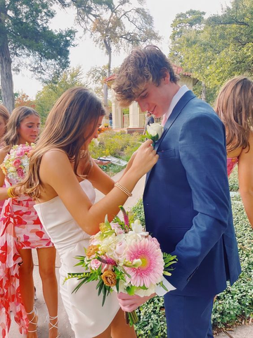 Lindo vestido blanco sin tirantes para fiesta de bienvenida, vestido corto de fiesta Y2122