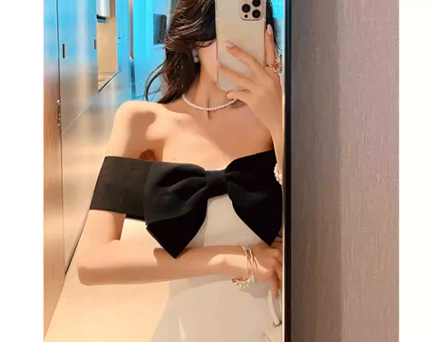 Robe de cocktail sexy, robe de soirée courte chic avec nœud papillon Y1894