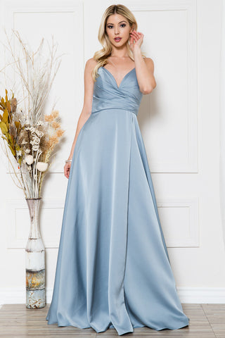 Spaghetti Strap Bridesmaid Dress With Slit Long Maid Of Honor Dresses VMB77