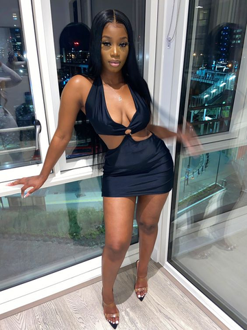 Vestido sexy de fiesta con escote halter Y2195