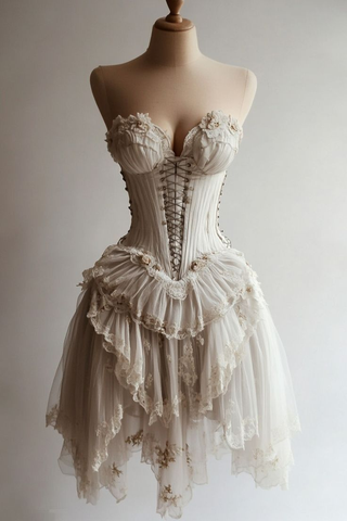 Robe cocktail courte sexy en mousseline de soie et dentelle ivoire, robe de bal de fin d'année Y7917