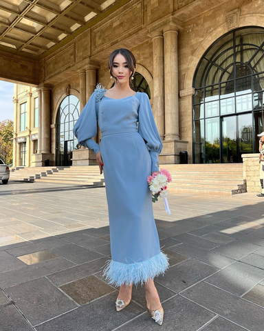 Robe de soirée sirène tendance à col carré, idéale pour les grandes occasions (Y4855)