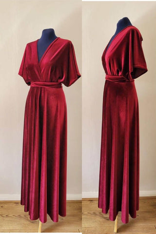 Burgundy Velvet Bridesmaid Dress VMB70