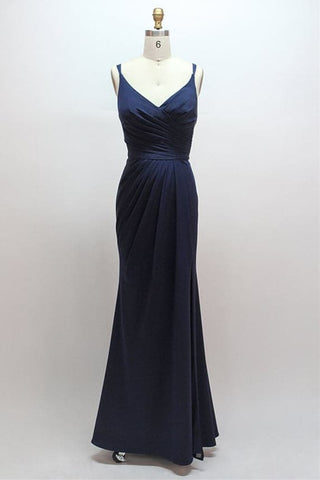 Navy Spaghetti Strap Bridesmaid Dress VMB66