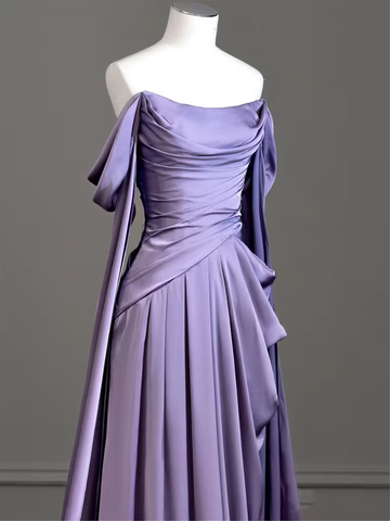 Robe de bal longue en satin violet sobre, robe de soirée violette Y2589