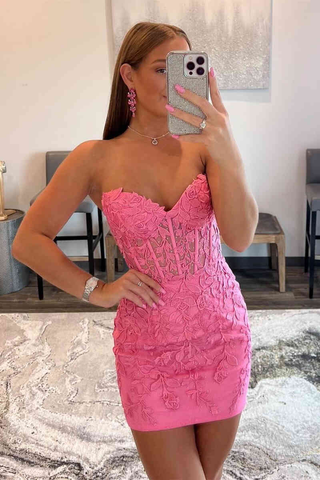 Vestido de fiesta sin tirantes con apliques y cordones Y2490