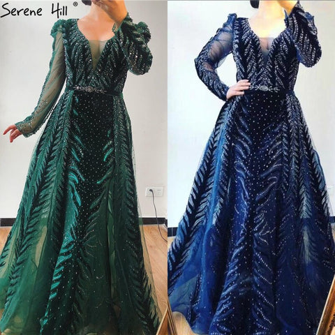 Velvet Wine Red Evening Dresses Long Sleeves Luxury Design Beading  Formal Dress 2025 Plus Size LA60903