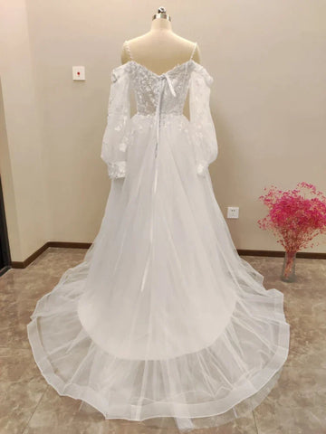 Vestido De Noiva Boho Lace Puffy Tulle Wedding Dresses Bridal Gowns Robe De Mariée Vestidos De Novia
