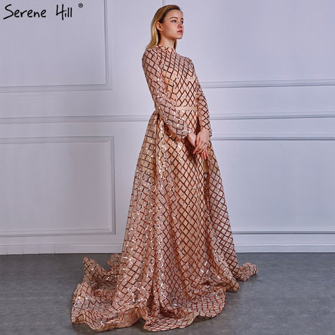 En oferta. Sin devoluciones ni reembolsos. Vestidos de noche de lujo vintage con lentejuelas, cuello alto y lentejuelas. Vestidos de fiesta de tul, modelo LA6414. 