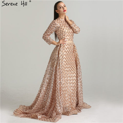 En oferta. Sin devoluciones ni reembolsos. Vestidos de noche de lujo vintage con lentejuelas, cuello alto y lentejuelas. Vestidos de fiesta de tul, modelo LA6414. 