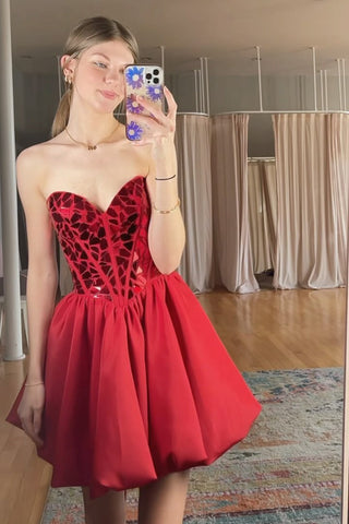 A Line Sweetheart Mirror Corset Homecoming Dress
