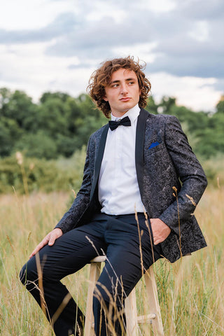 Black Jacquard Shawl Lapel 2 Pieces Formal Men's Prom Suits