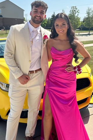 Classic White Peak Lapel One Button 2 Pieces Formal Men's Prom Suits