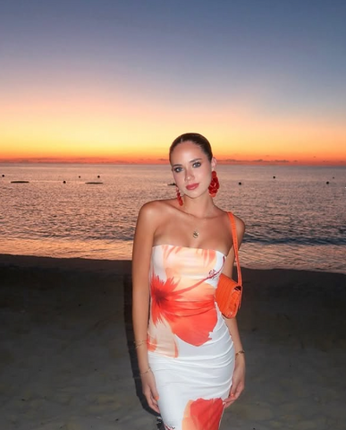 Magnifique robe de bal fourreau sans bretelles en satin imprimé floral Y8239