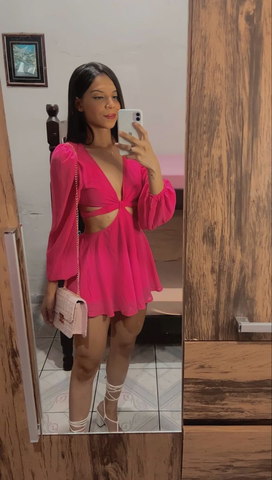 Vestido de corte A con escote pronunciado y cintura descubierta, estilo sexy para baile de bienvenida Y2135