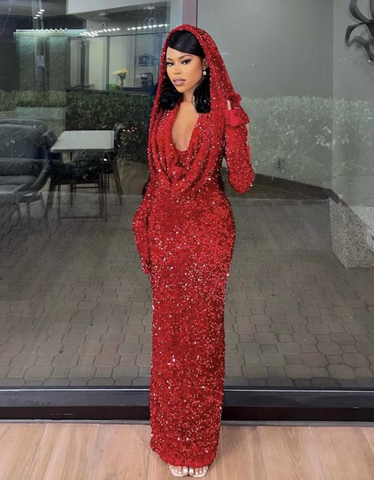 Robe de bal fourreau rouge à sequins, robe de soirée rouge charmante Y4701