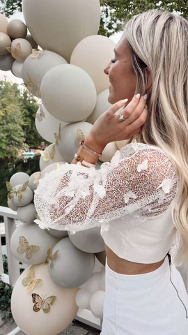 Robe de soirée blanche deux pièces courte à manches longues Y1990