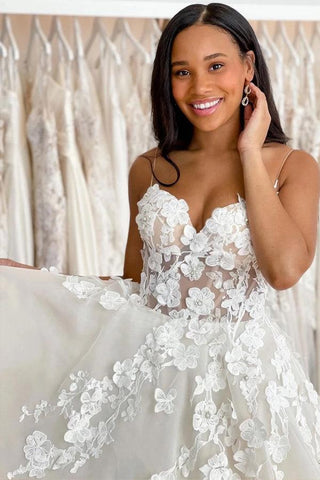 Wedding Gowns Sweetheart Neck Boho 3D Lace Wedding Dresses WD602