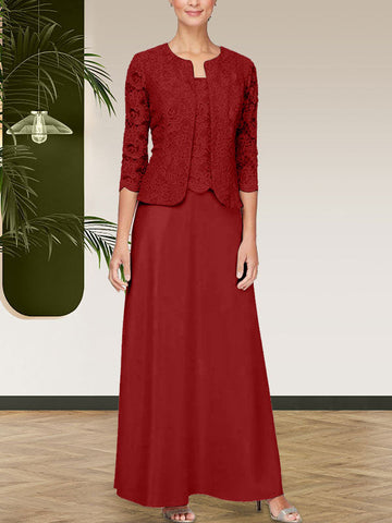 Glitter Lace & Satin Skirt Jacket Dress with Open Jacket