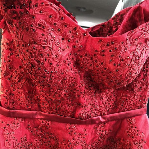 Wine Red Mermaid Crystal Sexy Evening Dresses 2025 Sleeveless Fake Two Pieces Long Evening Gowns LA70315