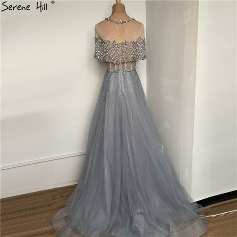 Wine Red Short Sleeves Sexy Evening Dresses 2025 Dubai Diamond Sequins O-Neck A-Line Formal Dress LA70352