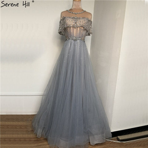 Wine Red Short Sleeves Sexy Evening Dresses 2025 Dubai Diamond Sequins O-Neck A-Line Formal Dress LA70352