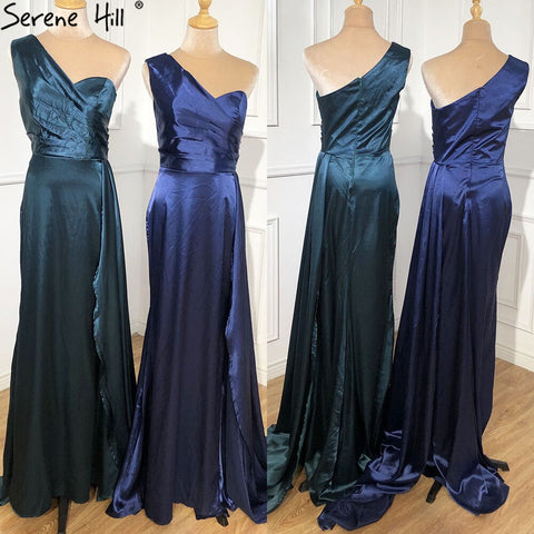 Wine Red Sleeveless Sexy Satin Evening Dresses 2025 One Shoulder Simple Mermaid Formal Dress LA70368