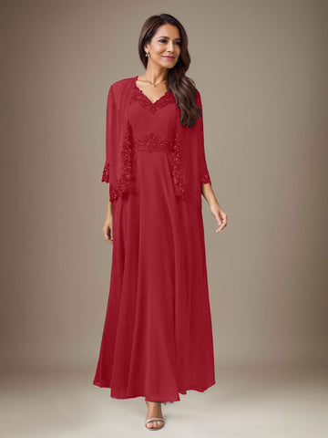 Plum A-Line Sequins Chiffon Dress