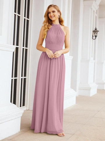 Baoleely Halter Sleeveless Bridesmaid Dresses Long for Party Wedding Evening 28054