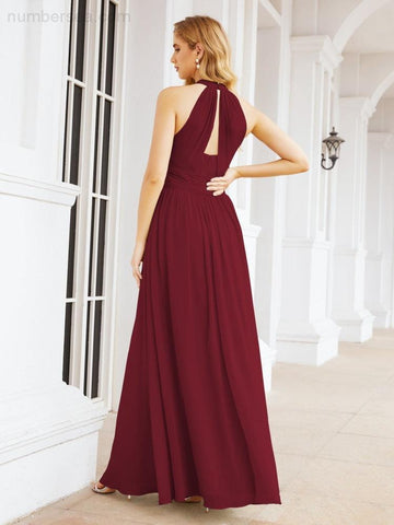 Baoleely Halter Sleeveless Bridesmaid Dresses Long for Party Wedding Evening 28054