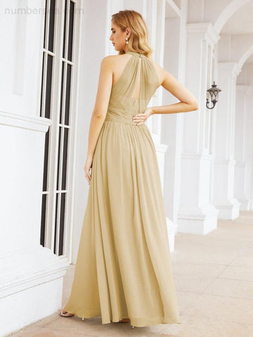 Baoleely Halter Sleeveless Bridesmaid Dresses Long for Party Wedding Evening 28054