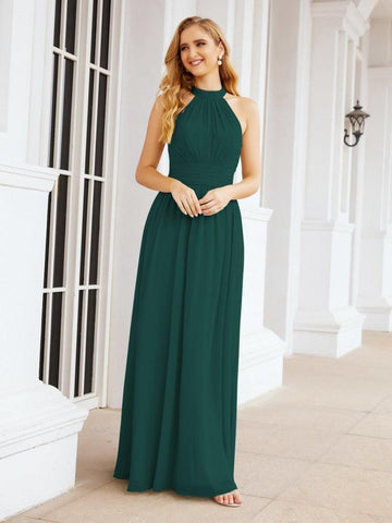 Baoleely Halter Sleeveless Bridesmaid Dresses Long for Party Wedding Evening 28054