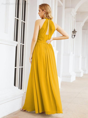 Baoleely Halter Sleeveless Bridesmaid Dresses Long for Party Wedding Evening 28054