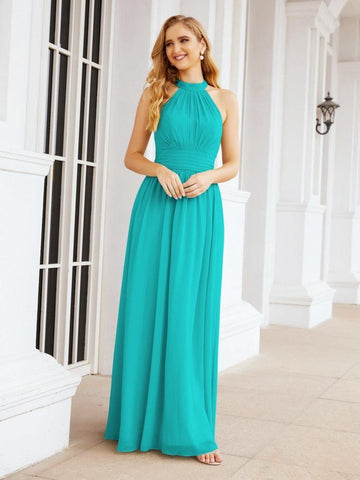 Baoleely Halter Sleeveless Bridesmaid Dresses Long for Party Wedding Evening 28054