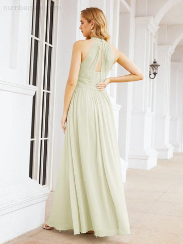 Baoleely Halter Sleeveless Bridesmaid Dresses Long for Party Wedding Evening 28054