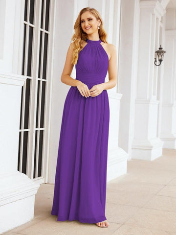 Baoleely Halter Sleeveless Bridesmaid Dresses Long for Party Wedding Evening 28054