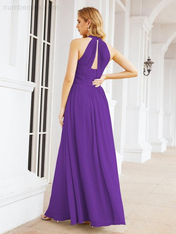 Baoleely Halter Sleeveless Bridesmaid Dresses Long for Party Wedding Evening 28054