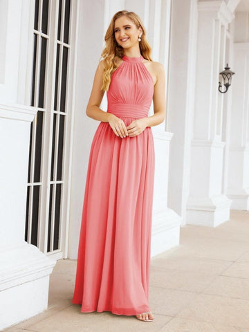 Baoleely Halter Sleeveless Bridesmaid Dresses Long for Party Wedding Evening 28054