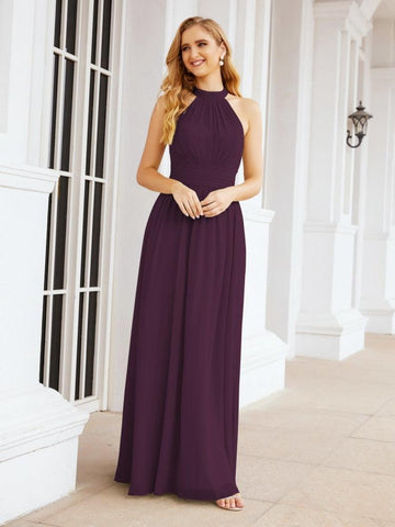 Baoleely Halter Sleeveless Bridesmaid Dresses Long for Party Wedding Evening 28054