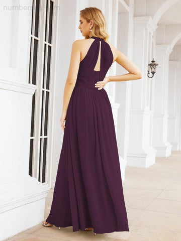 Baoleely Halter Sleeveless Bridesmaid Dresses Long for Party Wedding Evening 28054