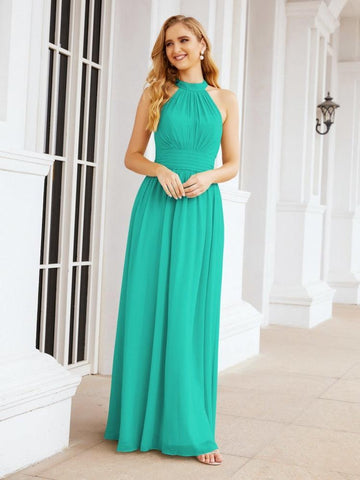 Baoleely Halter Sleeveless Bridesmaid Dresses Long for Party Wedding Evening 28054